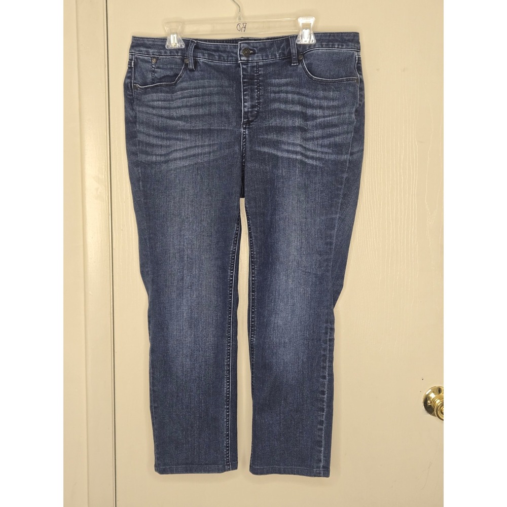 Talbots Flawless Five-Pocket Straight Leg Jeans Dark Wash Blue Denim 16WP Womens